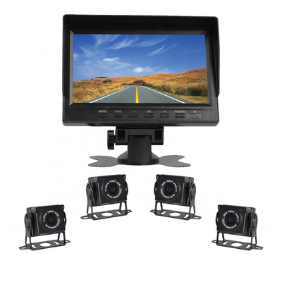 Heavy duty wide angle 9-36v 1080p car dvr 4 camera dash cam  inch quad monitor bus 360 truck camera system