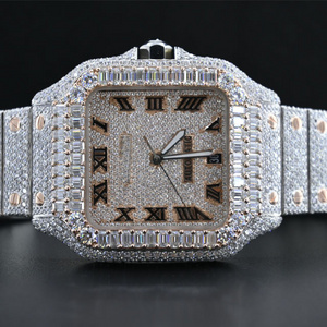 Premium Quality VVS Clarity Moissanite Diamond Iced Out Analog Diamond Studded Waterproof Watch Available for Global Buyers