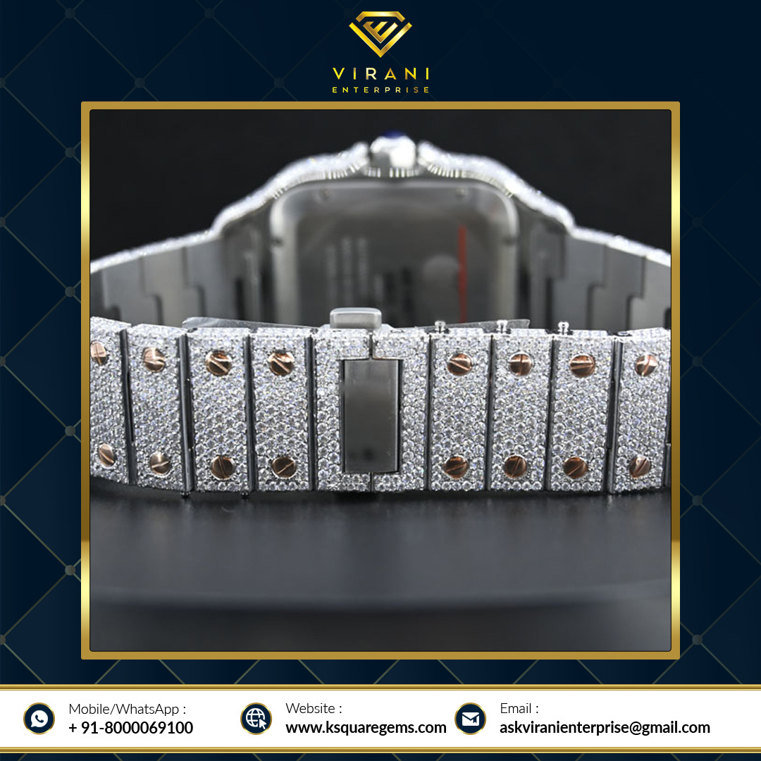 Premium Quality VVS Clarity Moissanite Diamond Iced Out Analog Diamond Studded Waterproof Watch Available for Global Buyers