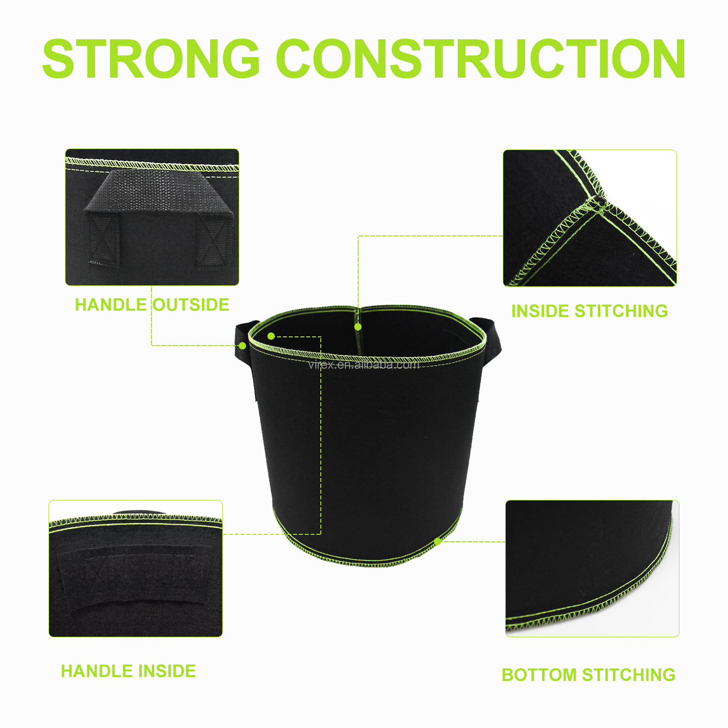 1/2/3/5/10/15 Gallon Planter Grow Bag Tree Seeding Pot Fruit Fabric Plant Pots Flower Pot  Grow Bags For Planting Vegetables