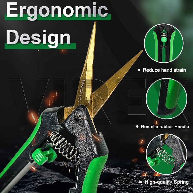 Garden Scissors Straight Blade Stainless Steel Pruning Shears