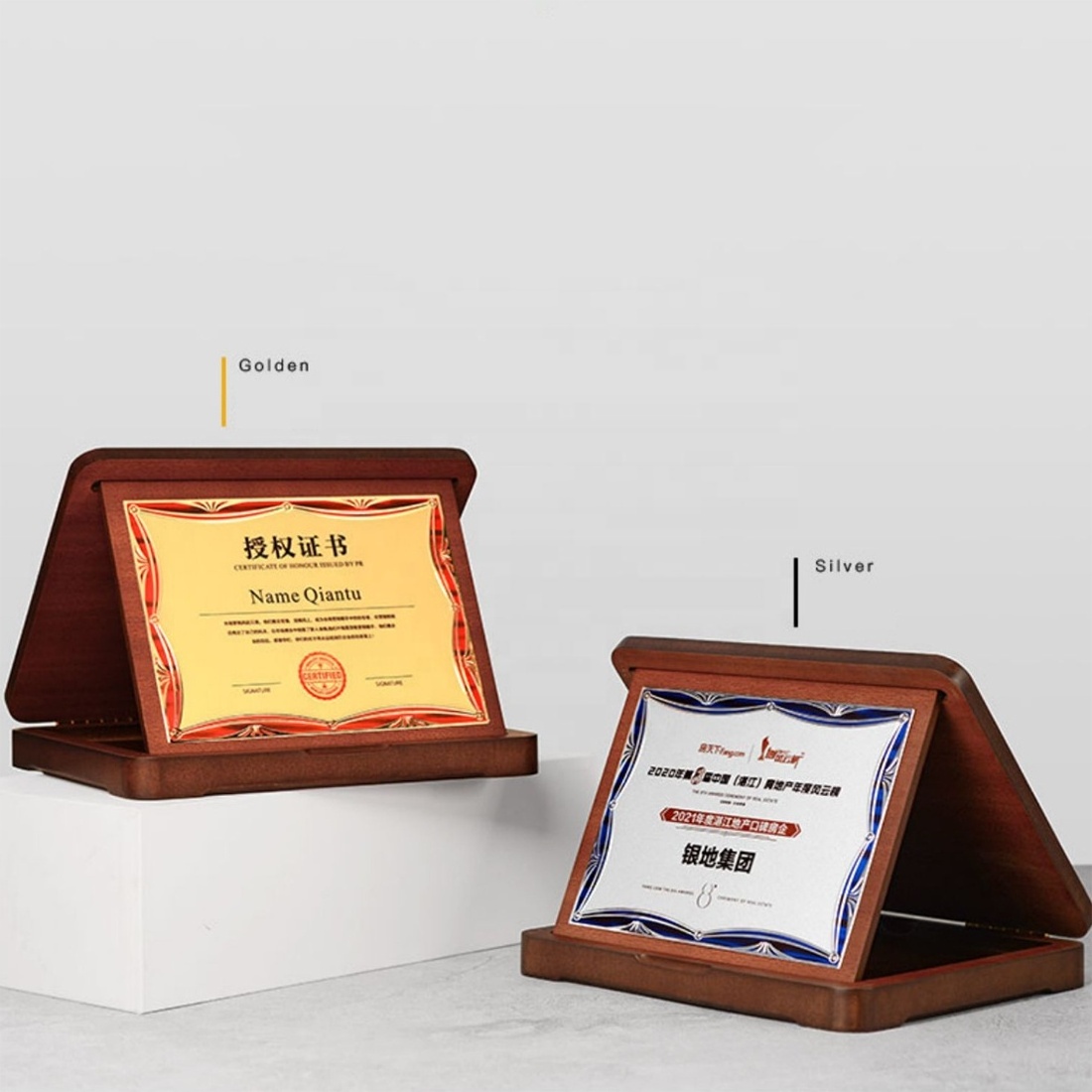 High quality Shield Custom Wooden Trophy Wood Award Plaque with  gift boxes