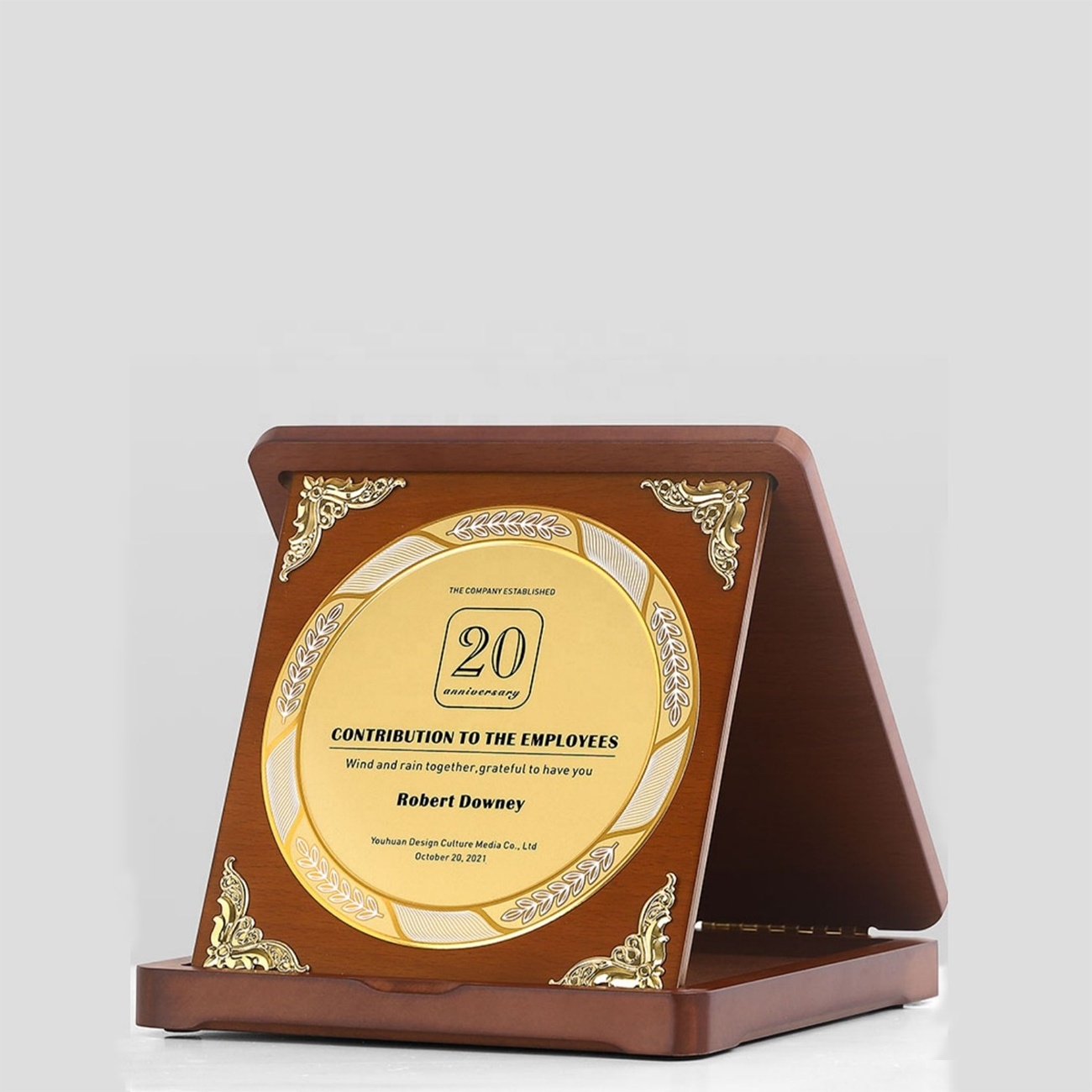 High quality Shield Custom Wooden Trophy Wood Award Plaque with  gift boxes