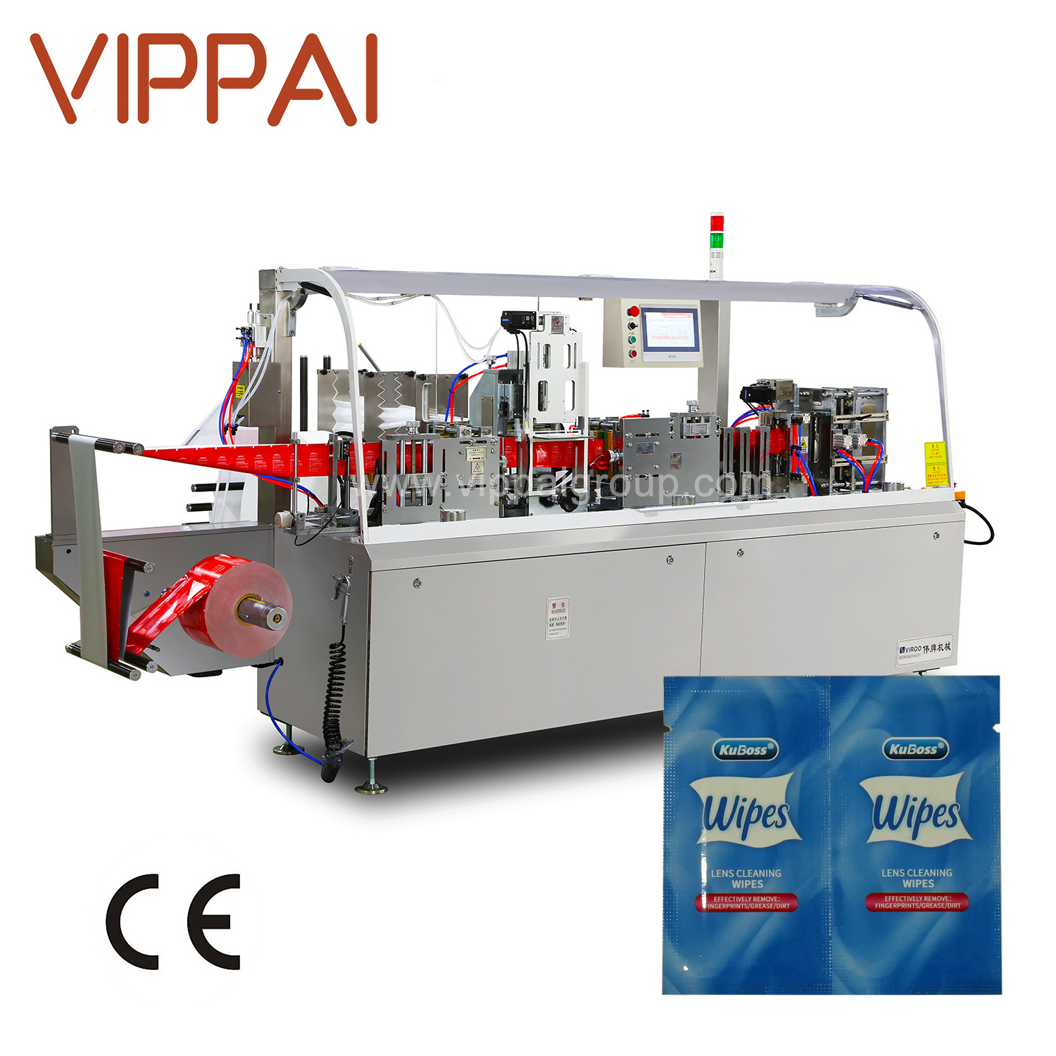 2024 VIPPAI(Viroo) Main Single Sachet Pack Wet Wipes Tissue Alcohol Pad Swab Making Packaging Machine