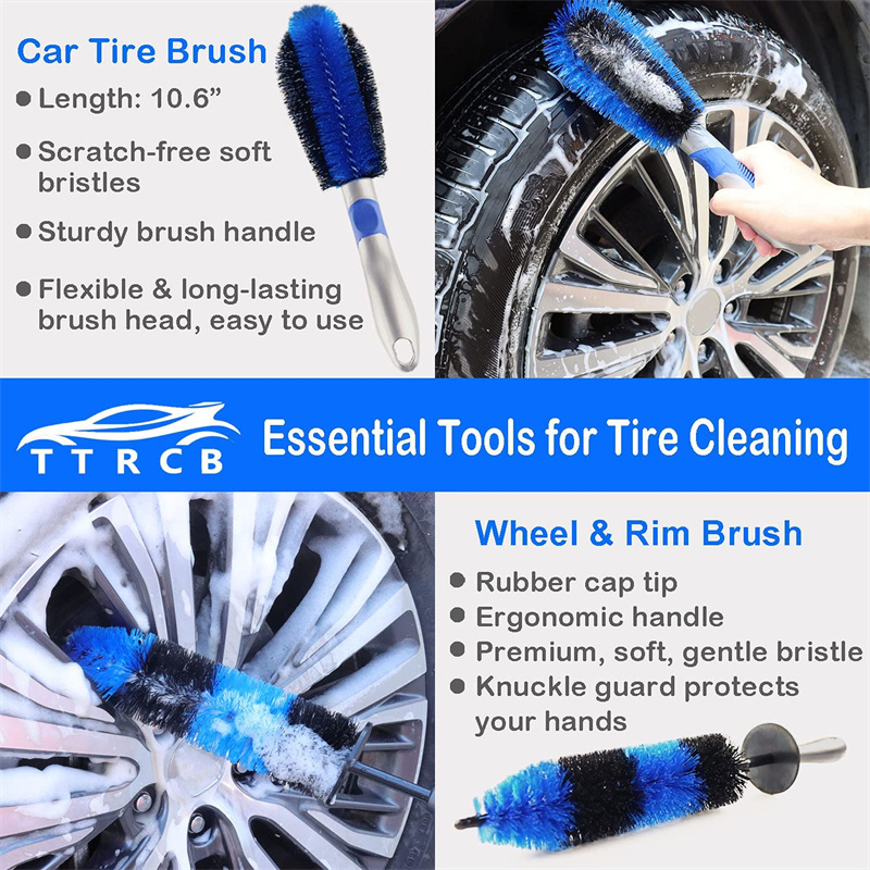 Dead Angle All Purpose Scrubbing 19Pcs Blue Car Wash Equipment Brush Detailing Brush Cleaner Car