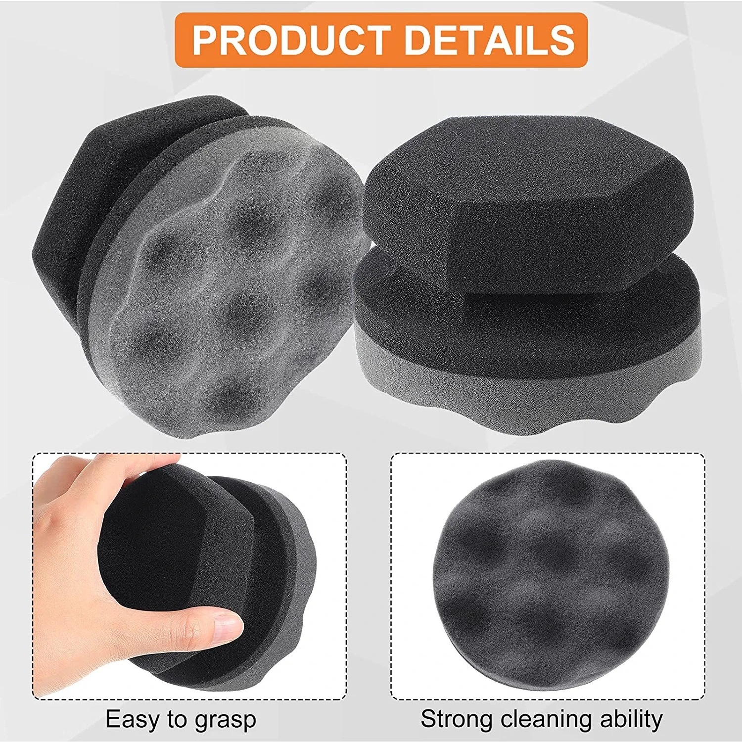 Tire Hex Grip Dressing Applicator Car Detailing Foam Sponge Reusable Tire Cleaner Sponge For No Mess Tire Detailing Supplies