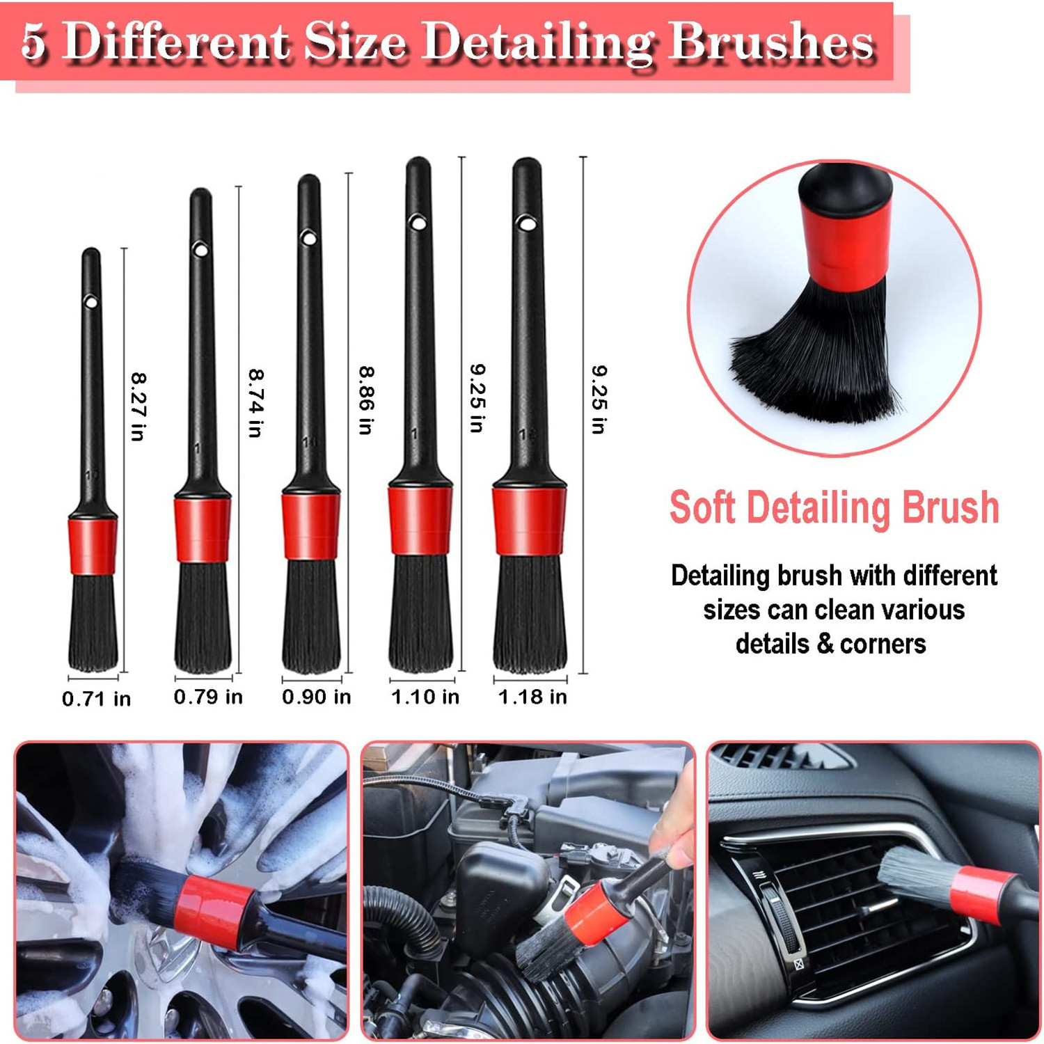 Multi-Functional Car Detailing Auto Cleaning Washing Tools Kits Scrubber Drill Car Brush Kit for Rim Dashboard Cleaner