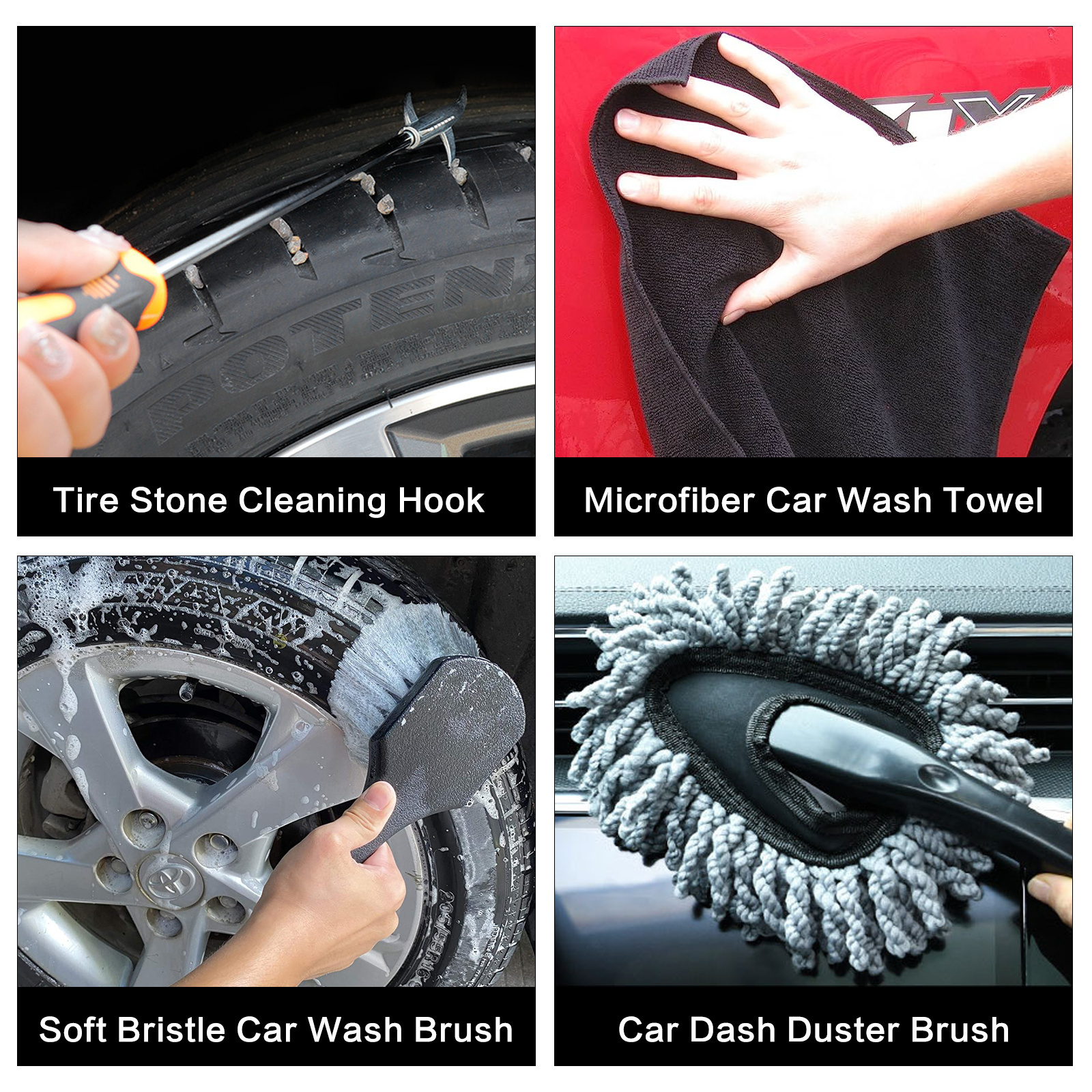 33pcs Car Wash Cleaning Kit Wash Folding Bucket Towels Tire Brush Combination Car Detailing Washing Tools