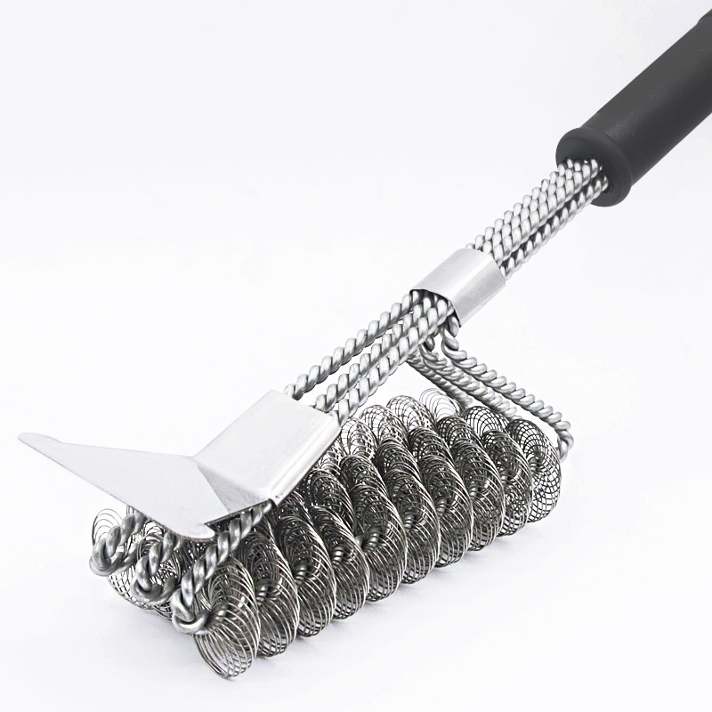 Grill Brush and Scraper BBQ Brush for Grill Stainless Steel Woven Wire 3 in 1 Extra Strong Grill Cleaning Brush Accessories