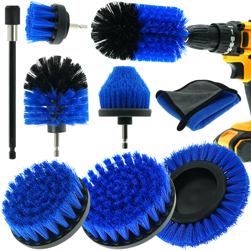 Brush Set 9 Pieces Brush For Cordless Drill Attachment Cleaning Brushes For Car Rims Kitchen