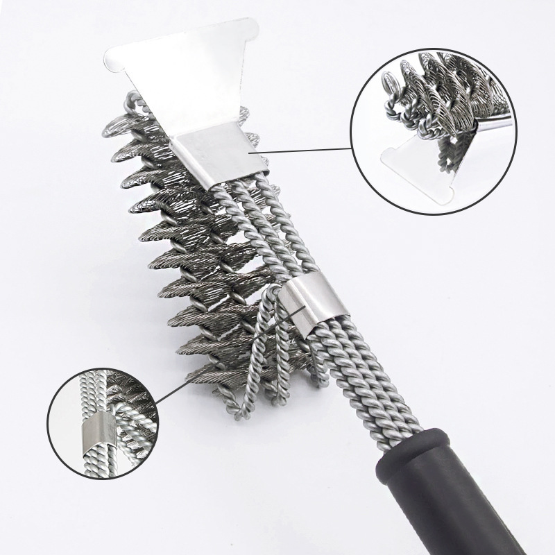 Grill Brush and Scraper BBQ Brush for Grill Stainless Steel Woven Wire 3 in 1 Extra Strong Grill Cleaning Brush Accessories