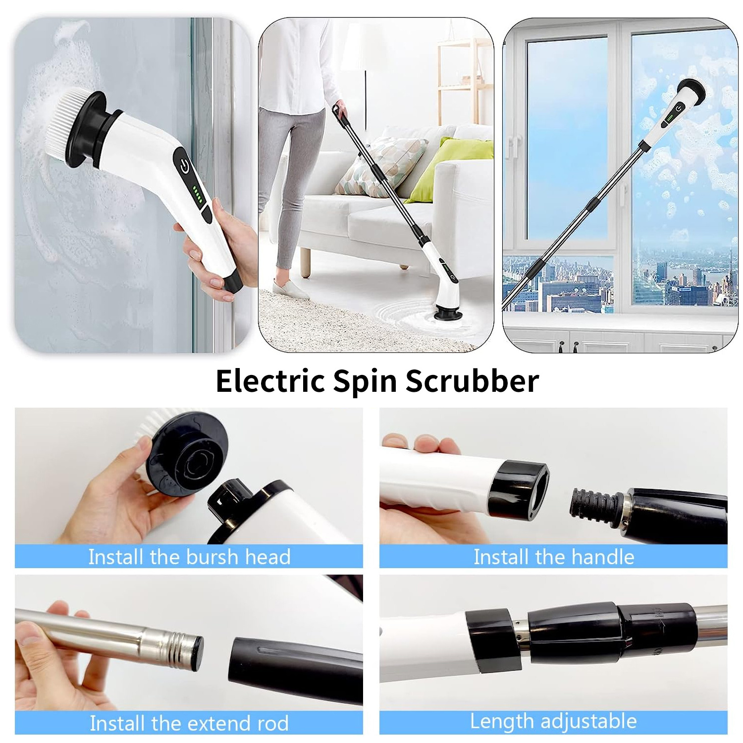 Wireless Electric Cleaning Brush Spinning Brush Cleaner 7 Replacement Electric Brush Cleaning