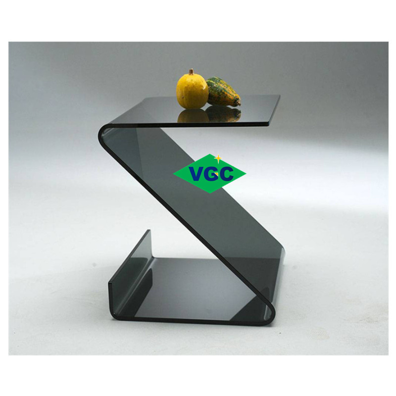 VGC Custom Wave Shaped Curved Toughened Glass Shelf Bent Glass Table Curved Glass Coffee Table