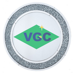 VGC 15years Manufacturer Wall Mirror Crystal Crushed Diamond Round Shaped Silver Mirror Luxury Crystal Surround Round Mirror