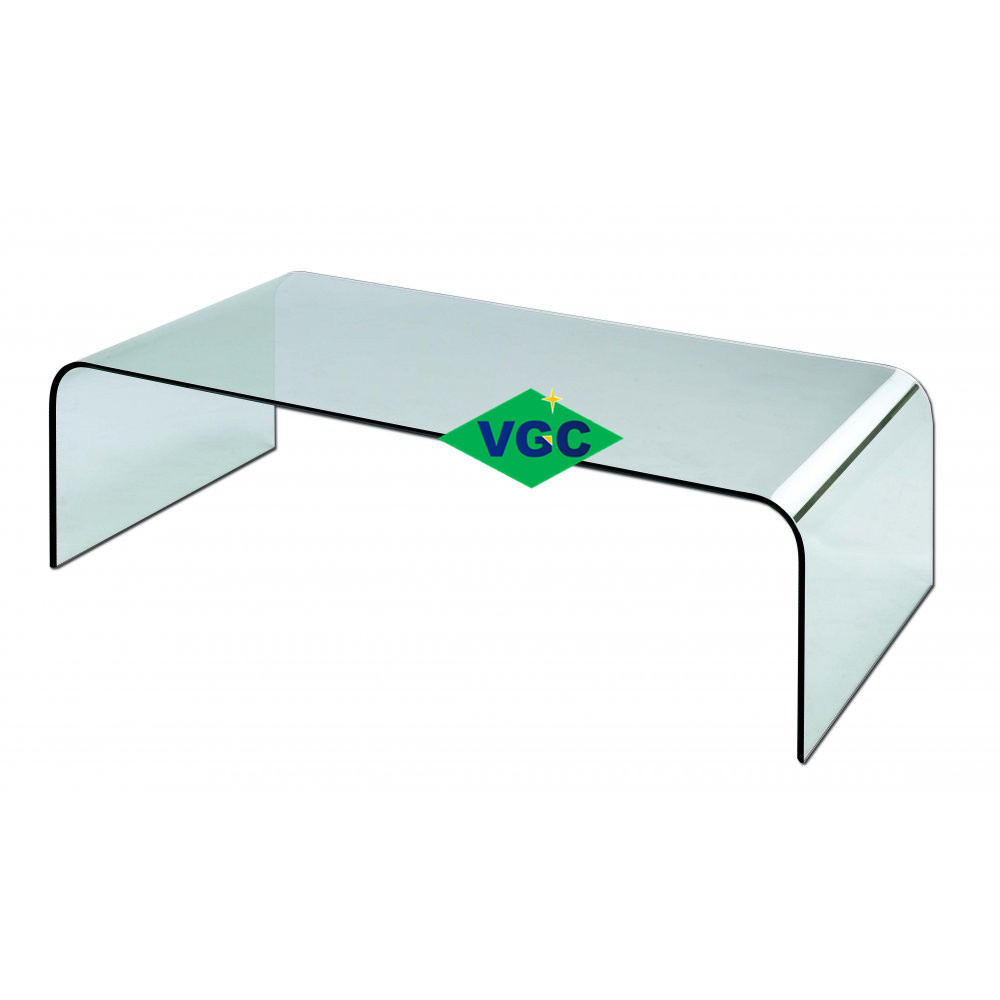 VGC 6MM 8MM 10MM 12MM 15MM 19MM Custom Curved Toughened Glass Clear Curved Glass Console Table  Bent Glass Coffee Table