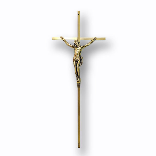 Funeral Crucifix And Cross 8047 in Metal Material and Antique Brass Color for Wooden Coffin and Casket