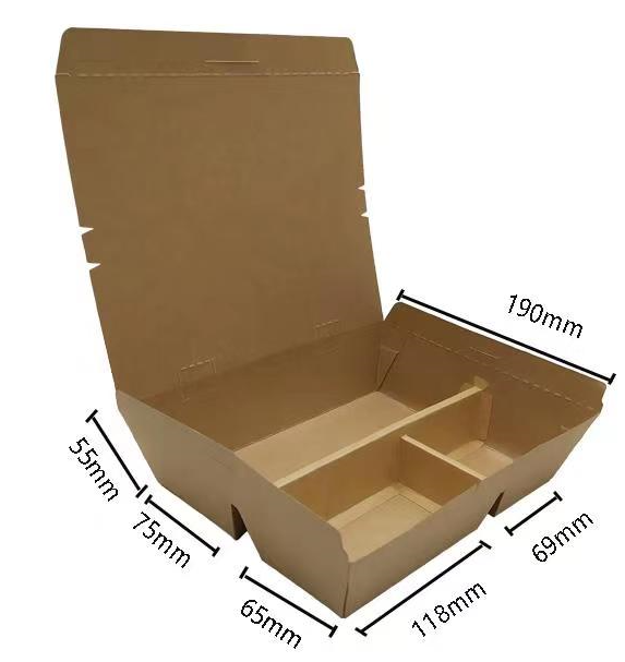 Biodegradable Kraft Paper Fruit Salad Box Disposable Pla Coating Take Away Paper Salad Porridge Dessert Paper Lunch Box