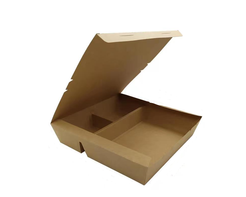 Biodegradable Kraft Paper Fruit Salad Box Disposable Pla Coating Take Away Paper Salad Porridge Dessert Paper Lunch Box