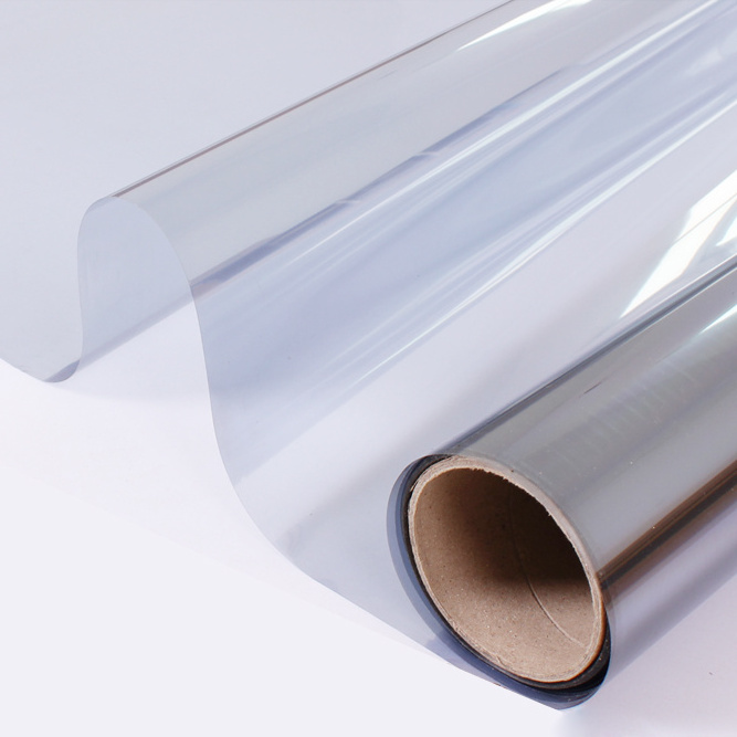 Transparent PET Foil polyester adhesive film price UV Reject metallic mirror reflective plastic vinyl heat transfer film