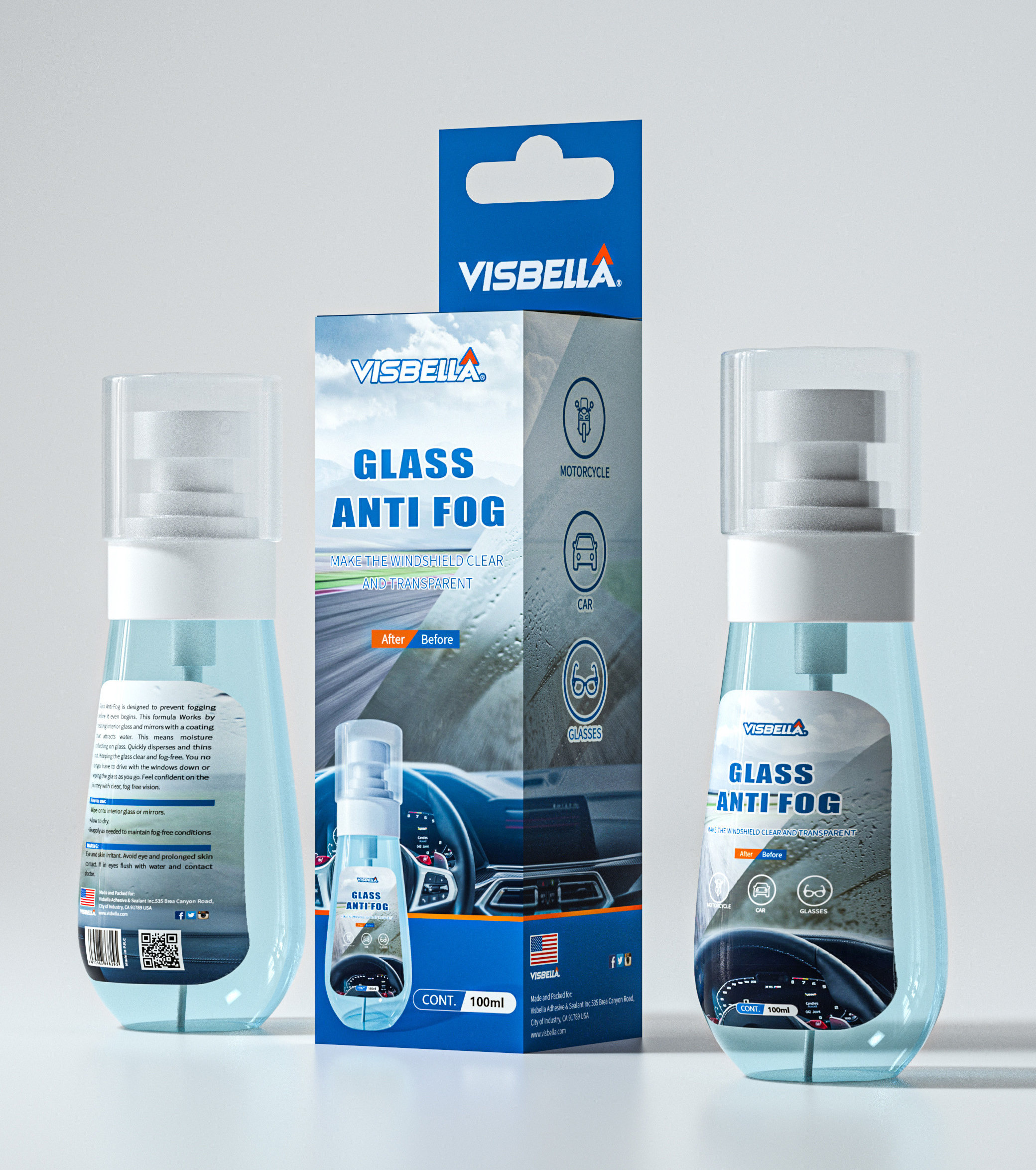 Visbella Anti Fog Spray  Anti Water Car Rearview Mirror  Windshield