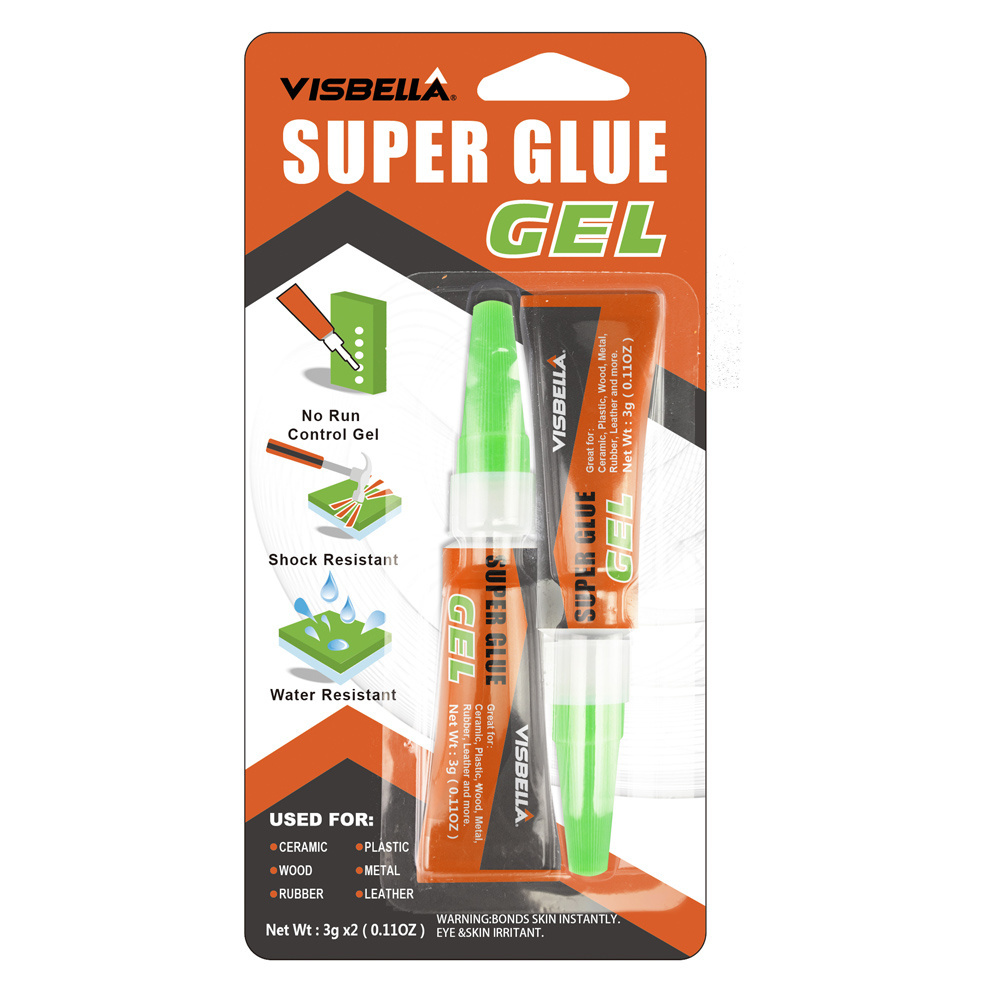 Visbella  3g Quick Dry Plastic Bottle 502 Cyanoacrylate Adhesive Super Glue