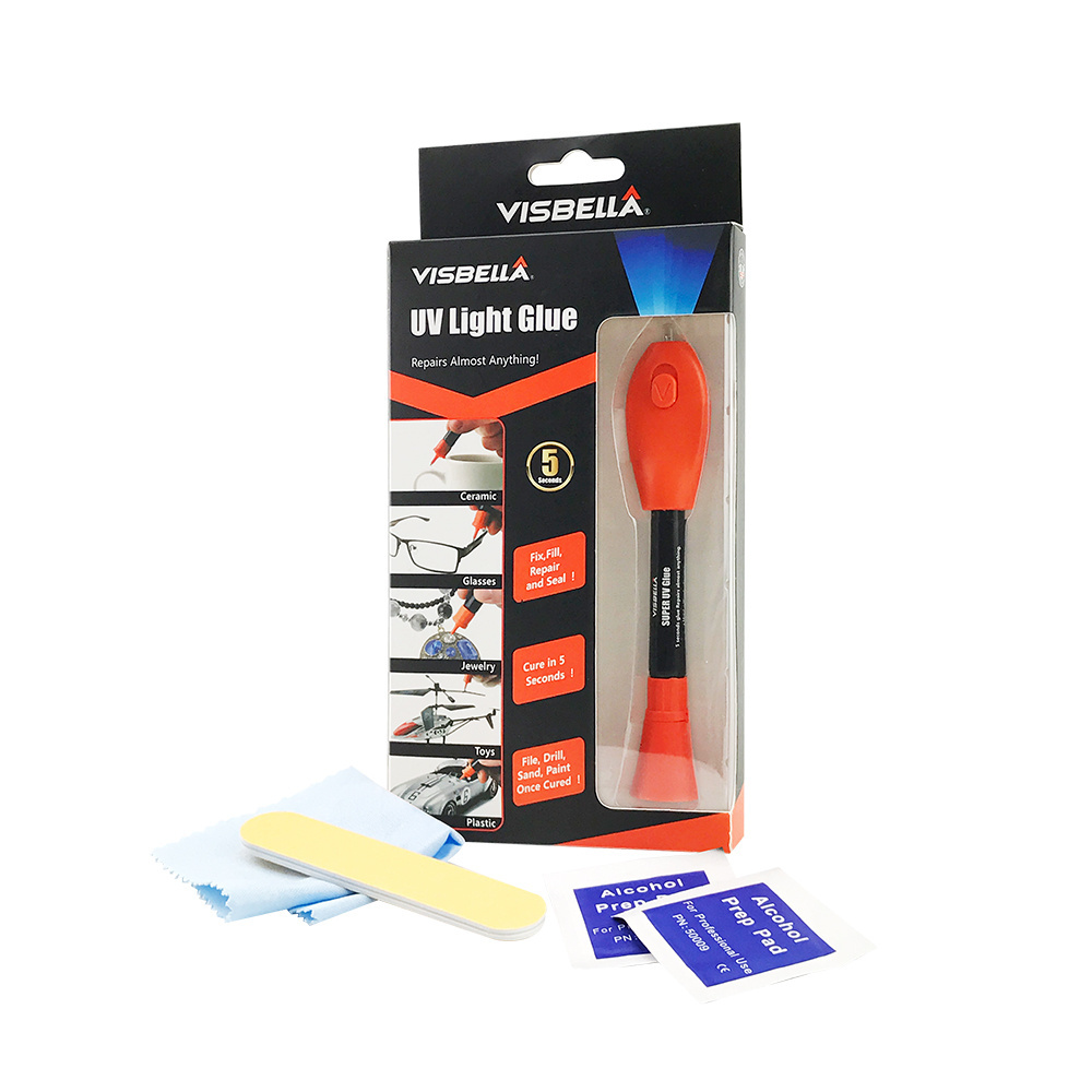 Visbella UV Light Glue Kit Clear Adhesive Liquid Plastic Welder 5 Seconds Repair