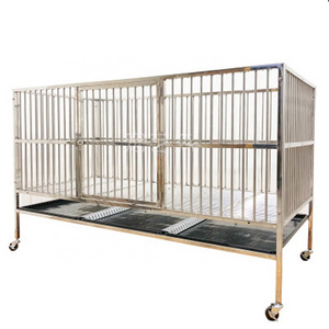 VS-V004 Hot Sale Mobile Metal Kennel Mesh Folding Stainless Steel Pet Dog Animal Cage