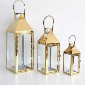 Stainless Steel Metal Designer Decoration Fancy Large Modern Gold Colored Decorating Design Lanterns