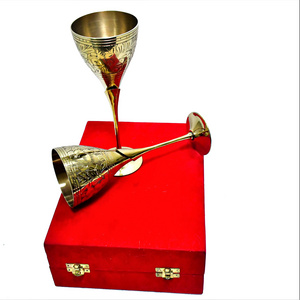 Brass Goblet Gold Plated Precious Designed Top Variety set Of Two Manufacturer Best Quality Metal Goblet For Sale