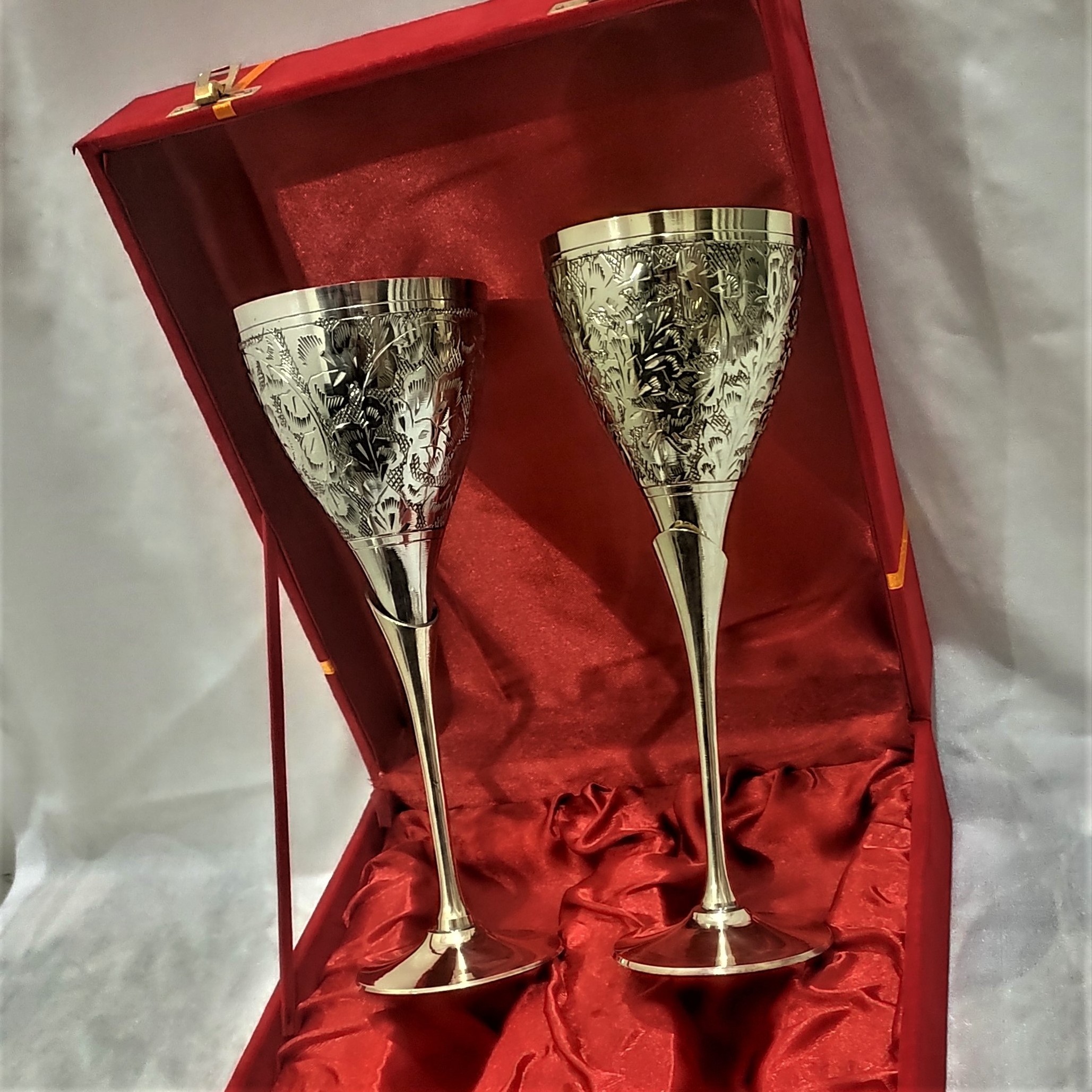 Brass Goblet Gold Plated Precious Designed Top Variety set Of Two Manufacturer Best Quality Metal Goblet For Sale