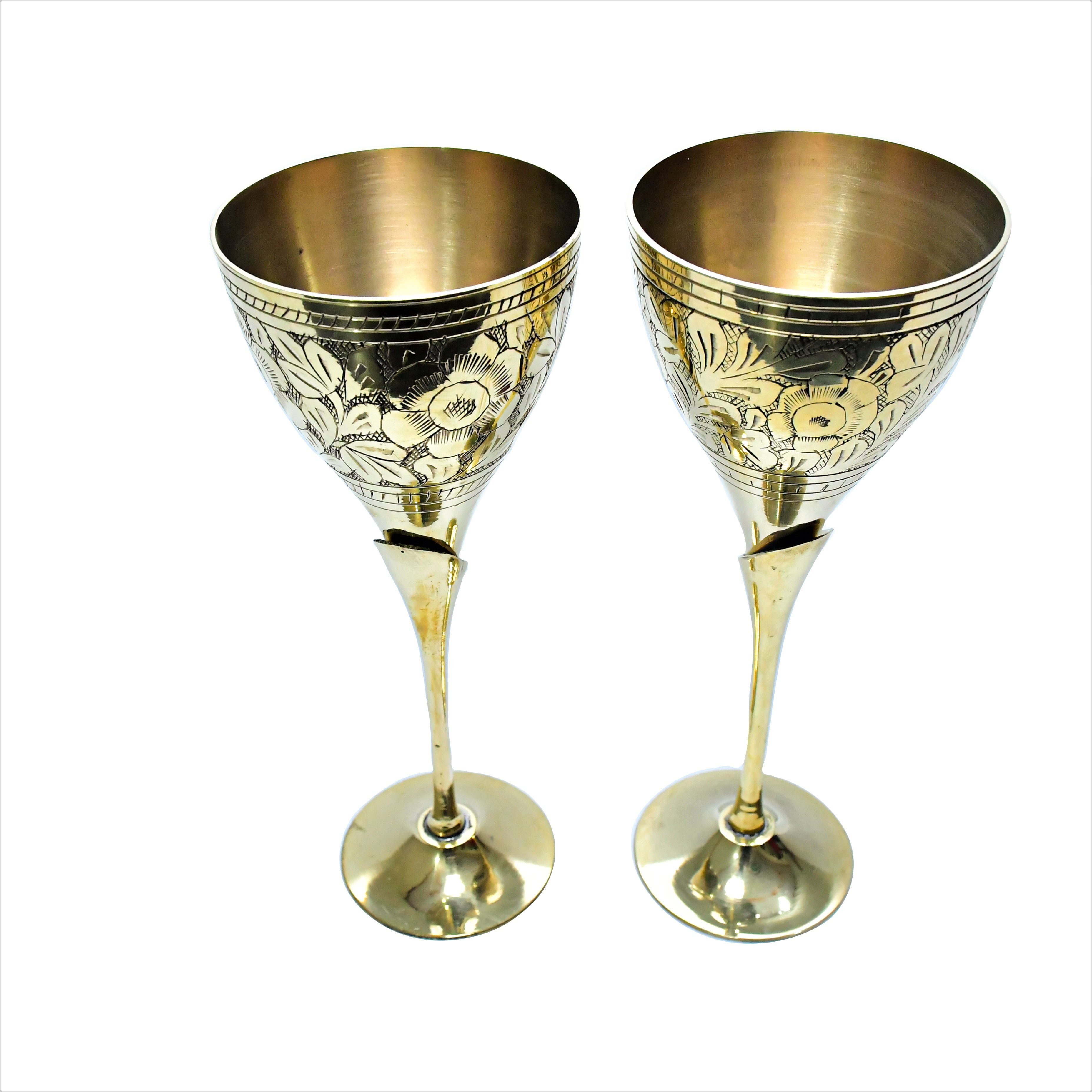 Brass Goblet Gold Plated Precious Designed Top Variety set Of Two Manufacturer Best Quality Metal Goblet For Sale