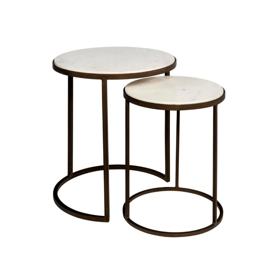 Metal Living Room Furniture Marble Nesting Coffee Side Tables Set