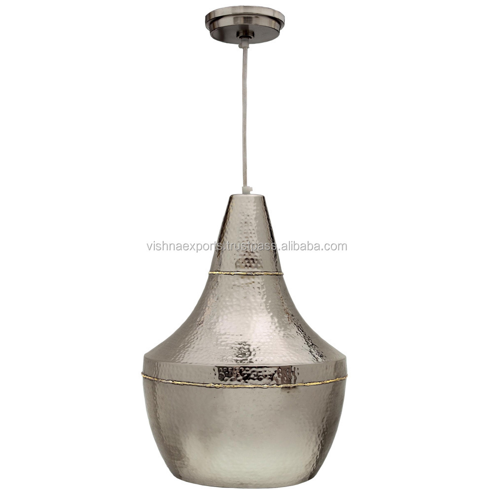 Hammered Nickel Tear Drop Modern Pendant Light