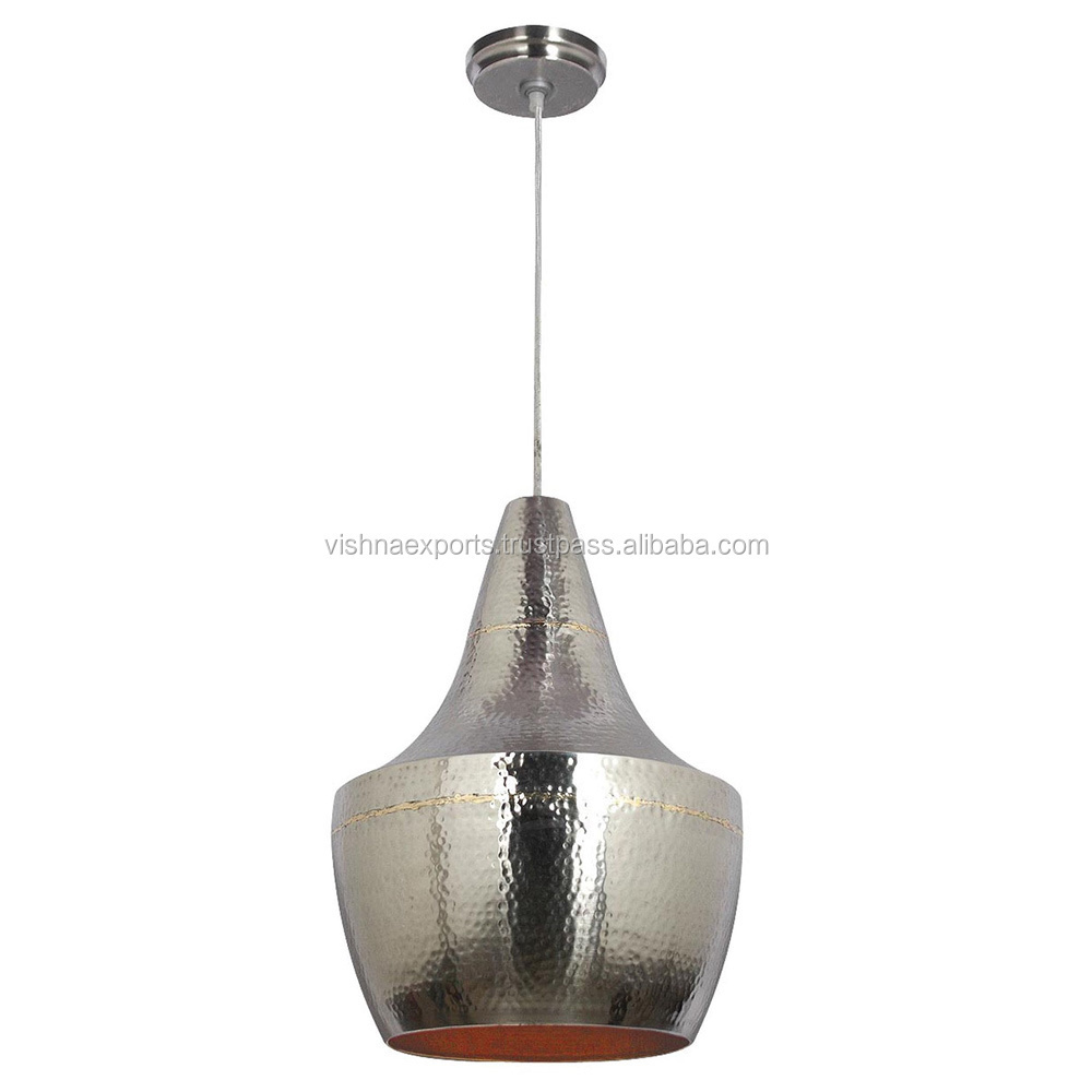 Hammered Nickel Tear Drop Modern Pendant Light