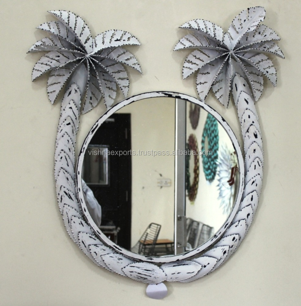 White Home Decorative Palm Tree Wall Mirror