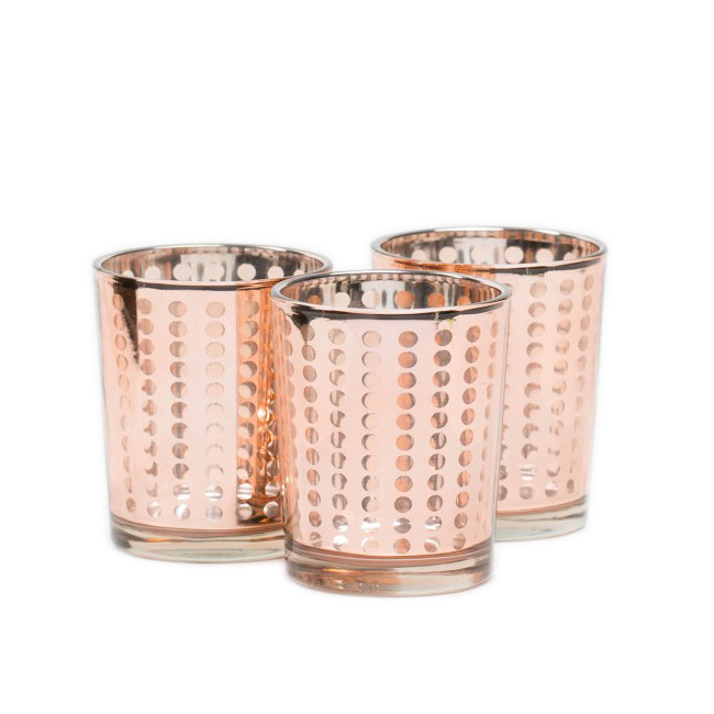 High Quality Glass Rose Gold Dotted Glass Votive for decoration of home  and enhancing the lightning