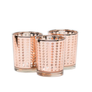 High Quality Glass Rose Gold Dotted Glass Votive for decoration of home  and enhancing the lightning