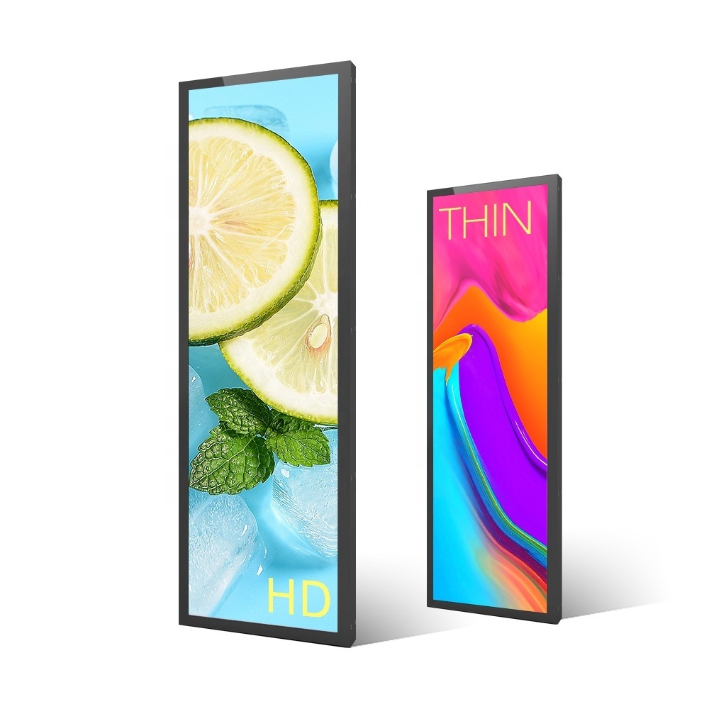 High brightness shelves display narrow frame touch screen double sided 15-23-28-37-43inch stretch LCD advertising kiosk