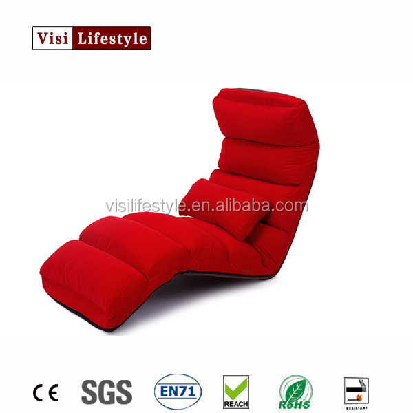 Visi Floor Folding Purple Upholstered Chaise Lounge Living Room Furniture Foldable Legless Nap Sofa Modern Lazy Day Bed Chair