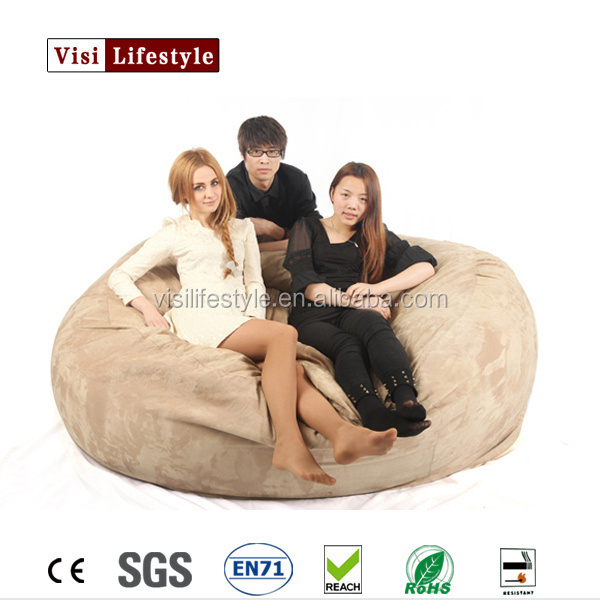 Microsuede cover polyester liner round foam bean bag factory