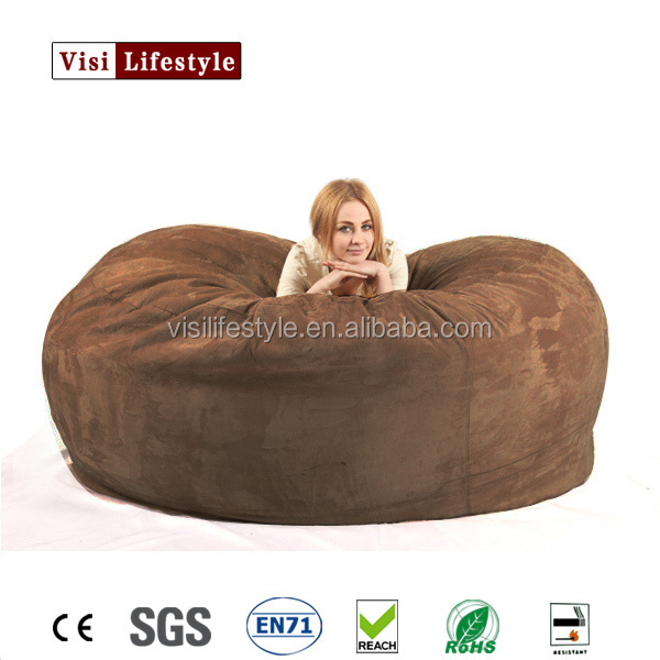 Microsuede cover polyester liner round foam bean bag factory