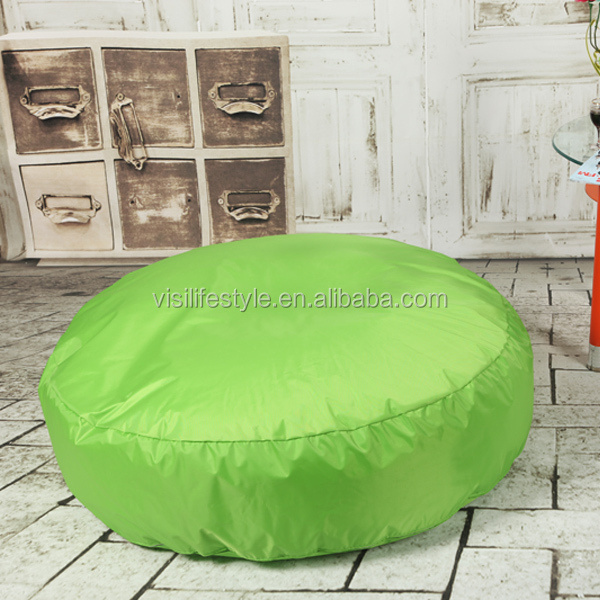 Indoor/outdoor bean bag furniture cover green pouf seat cushions, round bean bag chair lounger