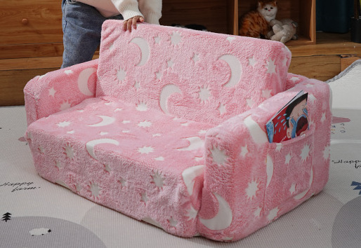 Folding Kids sofa bed play couch for living room/bedroom/school Foldable foam children sofa Glow in The Dark Open Couch