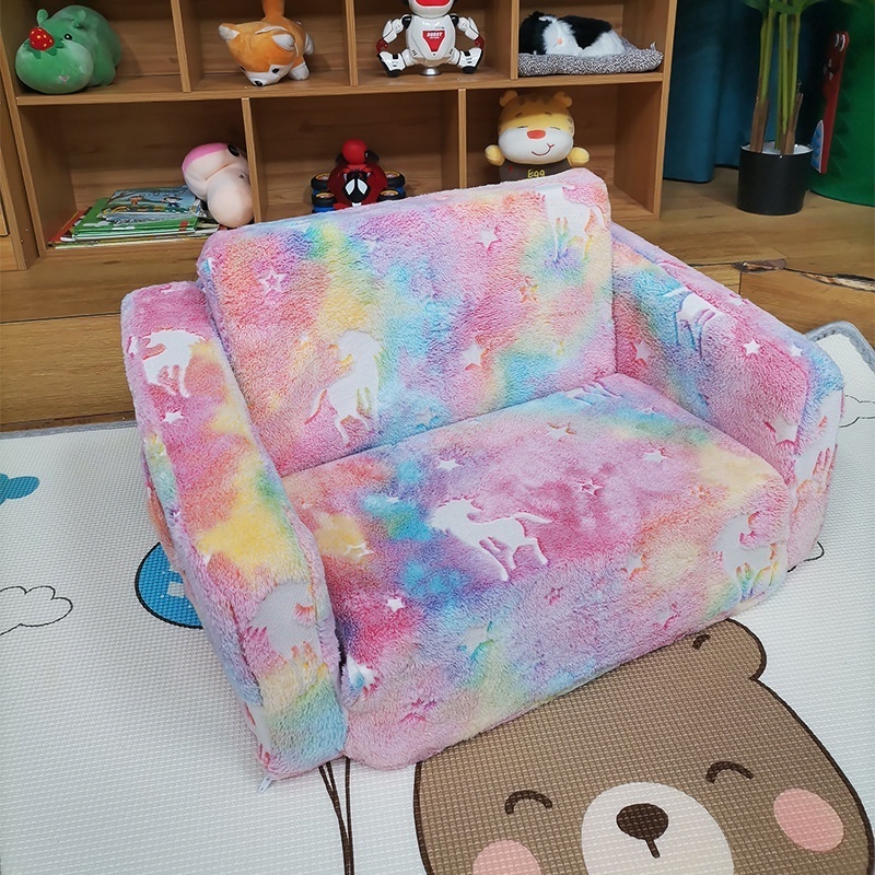 Factory Direct 2-In-1 Foldable Children'S High Quality Foam Couch Seat Baby Soft Flip Out Sofa Chair Kids' Sofa Bed