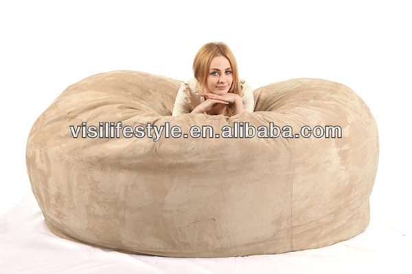 Microsuede cover polyester liner round foam bean bag factory