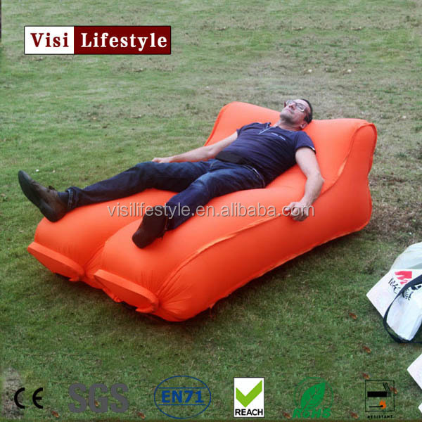 2016 Most popular outdoor folding beach lounger, inflatable lazy air sofa sleeping bag