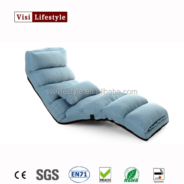 Visi Floor Folding Purple Upholstered Chaise Lounge Living Room Furniture Foldable Legless Nap Sofa Modern Lazy Day Bed Chair