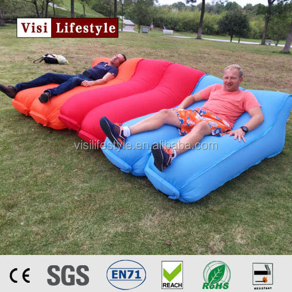 2016 Most popular outdoor folding beach lounger, inflatable lazy air sofa sleeping bag