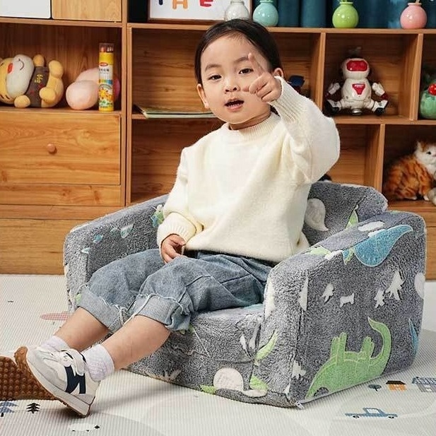 Factory Direct 2-In-1 Foldable Children'S High Quality Foam Couch Seat Baby Soft Flip Out Sofa Chair Kids' Sofa Bed