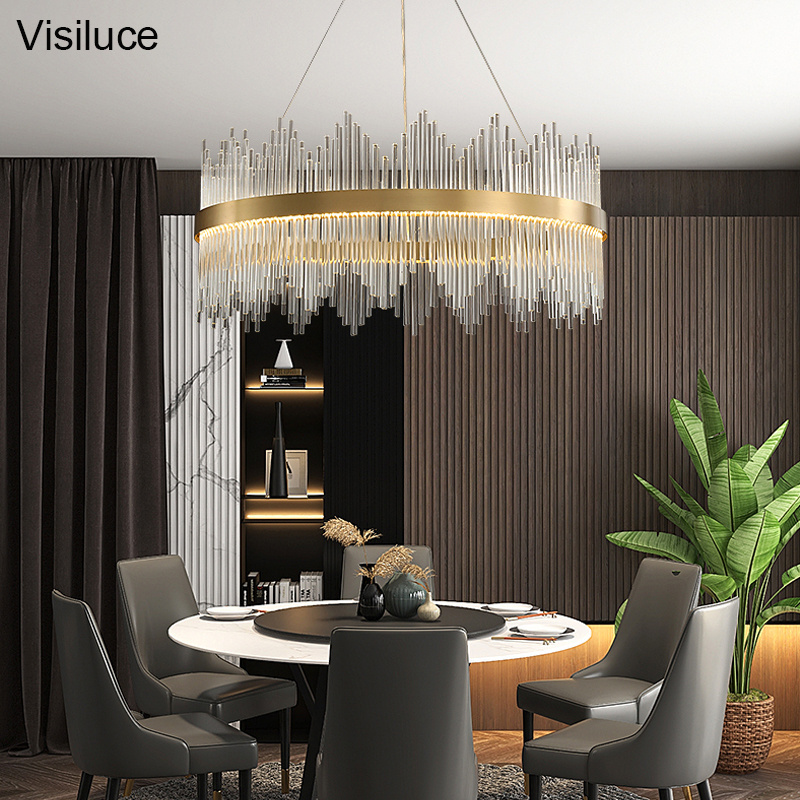 Dining Room Decor Led Light Fixtures Modern Rectangle Crystal Chandelier Professional Manufacturer Glass 10 Golden 30000 180